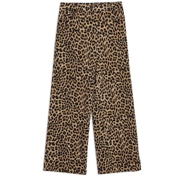 Albaray Animal Twill Trousers Leopard Print Wide Leg High Rise Pants Size US 4 - Picture 5 of 14